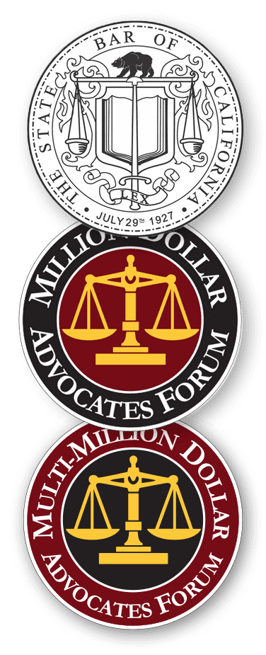 multi million dollar advocates, million dollar advocates, and bar of California badge